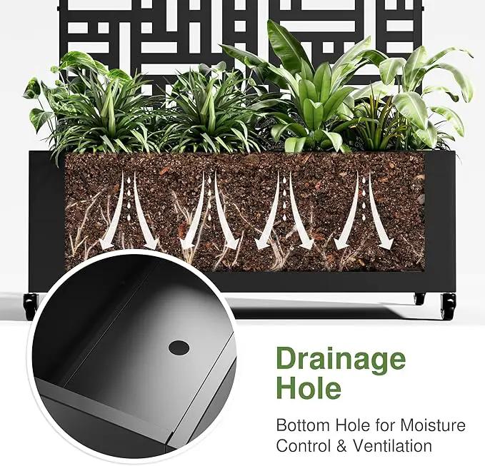 Casaphoria Metal Raised Garden Bed with Trellis and Wheels, 72"x35"x16" Arched Planter Box for Climbing Plants, Vegetables & Vines, Features Drainage Holes and Privacy Screen (Black-Helen), photo 6 of 8