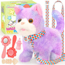 Plush Toys Cat for Kids with Leash, Interactive Electronic Kitty That Walking,Meowing,and Tail Wagging, Pretend Play Realistic Cat Christmas Birthday Gifts for Boys and Girls by TinyTreasures Baby Boutique