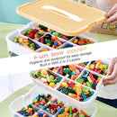 Toys Organizer Storage Case for Lego Box Kids Toy Stackable Building Blocks with Lids Bins Adjustable Lego Storage Containers Plastic Toy Box 2 Layer (Lemon) by CozyNest Decor