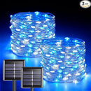 JMEXSUSS 2 Pack Blue and White Solar Christmas Lights, Each 33FT 100 LED Solar String Lights Outdoor Waterproof, 8 Modes Mini Fairy Lights for Outside Yard Patio Christmas Decorations by GreenHaven Gardens