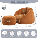 Giant Bean Bag Chaise Lounge Indoor Chair for Adults - Comfy Plush Round Shell Soft Accent Chair, Oversized Cozy Floor Sofa for Living Room, Bedroom & Game Rooms, Orange by CozyNest Decor