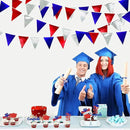 Red Blue Silver Party Decorations Metallic Fabric Triangle Pennant Banner Flag Bunting Garland for Graduations 4th of July American USA National Day Patriotic Veterans Birthday Outdoor Party Supplies by GreenHaven Gardens