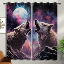 Wolf Blackout Curtains for Boys Girl Bedroom Decor,Fantasy Starry Sky Galaxy Forest Wildlife Thermal Insulated Grommet Drapes Darkening Window Curtain for Living Room Home 42x45 inch by TinyTreasures Baby Boutique
