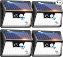 Peasur Solar Lights Outdoor Waterproof, 4 Pack 140LED Motion Sensor Light, 3 Modes Solar Powered Fence Security Lights for Patio Step Deck House Outside(Cool White) by GreenHaven Gardens