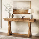 Solid Wood Console Table, 63-Inch Farmhouse Entryway Table with X-Shaped Legs, Real Wood Behind The Couch Table for Living Room, Entrance, Hallway, Easy Assembly by CozyNest Decor