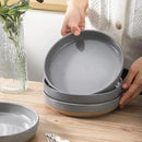 Pasta Bowls 26 OZ,Ceramic Salad Serving Bowls Set of 4,Large 8.2 inch Shallow Bowls Plates for Soup,Fruit,Noodle,Dinner,Dishwasher & Microwave Safe,Gray by CozyNest Decor