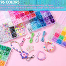 5 Boxes Bracelet Making Kit Pony Beads, 6x9mm Kandi Rave Beads & Hair Beads Set with UV Color Changing, Glow-in-Dark, Chrome & Alphabet Letters for Friendship Jewelry DIY Crafts by TinyTreasures Baby Boutique
