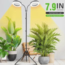 LORDEM Grow Light for Indoor Plants, 7.9" Diameter Dual-Head Plant Light for Plants Growing, Full Spectrum Growth Lamp with Auto Timer 3/6/12H, 4 Dimmable Levels, 3 Lighting Modes, Adjustable Stand