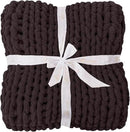 Bigacogo Chunky Knit Throw Blanket for Couch, 51x63 inches, 100% Hand Knitted with Thick Jumbo Chenille Yarn, Cozy Soft Large Rope Knot Cable Crochet Blankets for Sofa Bed Living Room, Chocolate by CozyNest Decor