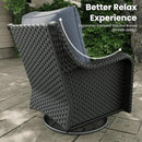 5 Pieces Outdoor Patio Furniture Sets with Rocking Swivel Chairs with 6-inch Thick Cushion and Side Table for Deck Lawn by GreenHaven Gardens