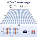 sapsisel 80”x 80” Picnic Blanket Extra Large, Waterproof and Foldable Beach Blanket, 3-Layer Outdoor Blanket for 6 to 8 Adults, for Camping, Park, Beach, Grass, Indoors… by TinyTreasures Baby Boutique