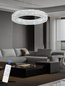 Dia 32" Ring Crystal Chandelier Modern Gold Chandelier Adjustable Height Luxury Crystal Pendant Ceiling Light Fixture for Dining Living Room Bedroom by CozyNest Decor