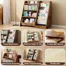 COZPAW Kids Bookshelf and Toy Storage, 4 Tier Toddler Bookshelf with Movable Drawer 5 Sling Pockets, Montessori Book Shelf for Kids Room, Playroom, Nursery (Brown) by CozyNest Decor