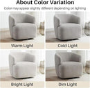 Swivel Accent Chair, Chenille Barrel Chair for Living Room, Cozy Round Boucle Arm Chair, Metal Base for Club Nursery Bedroom, Light Grey by CozyNest Decor