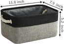 TcaFmac Storage Basket for Shelves - Small 6 Pack Fabric Storage Bins for Organizing, Collapsible Storage Cubes with Handle for Closet Cloth Toy Gift Kids (Black & Grey 11.8 x 7.8 x 5.2 inch) by CozyNest Decor
