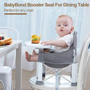 Baby Travel Booster Seat with Double Tray, BabyBond Upgraded Toddler Portable Baby Chair, Booster Seat for Dining Table, Stable and Foldable Booster Baby Chair for Indoor/Outdoor (Grey) by TinyTreasures Baby Boutique