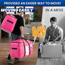 TAILI 2 Pack Pink Extra Large Moving Bags, Heavy Duty Totes with Visible Window, Wrap Around Handles, Space-Saving Storage, Alternative to Moving Boxes by TinyTreasures Baby Boutique