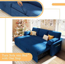 VanAcc Sleeper Sofa - 2 in 1 Pull Out Couch Bed with Storage Chaise for Living Room, Linen Blue by CozyNest Decor