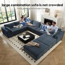 157.5" Cloud Couch Oversized Modular Sectional Sofa for Living Room,Modern Sofa with Deep Seat，8 Seater Boneless Couch with 2 Ottoman,Comfy Upholstered Couches for Apartment, Studio, Office,Blue by CozyNest Decor