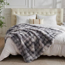 Lotus Karen Faux Fur Throw Blanket - Tie-Dye Gray, Big Bubble Rabbit Fluff, 50x60 Inches by CozyNest Decor