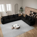 Modern Minimalist Chenille Modular Sectional Sofa, Oversized Deep-Seat U-Shaped Couch with Movable Ottoman, Thick Cushions, Upholstered Sofa for Living Room, Bedroom, Office, Apartment Black 1 Ottoman by CozyNest Decor