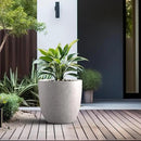Kante 18 Inch Dia Round Concrete Planter, Indoor Outdoor Large Plant Pot with Drainage Hole and Rubber Plug for Home Patio Garden, Light Gray by GreenHaven Gardens