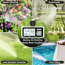 4 Outlet Sprinkler Timer, Programmable Garden Hose Timer with Rain Delay, Manual& Automatic Watering System, Waterproof Gardening Supplies Irrigation Controller for 4 Separate Water Zones by GreenHaven Gardens