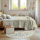 Wonnitar Round Washable Rug, Soft Floral Round Rugs 5ft Circle Carpets for Bedroom Ultra-Thin, Boho Beige Print Distressed Circular Carpet for Living Room Dorm Bedside by TinyTreasures Baby Boutique