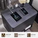 Nightstand Set of 2 with Charging Station, 22" Large Modern Bedside Table with 2 Drawers Storage,Push-to-Open End Table for Bedroom,Living Room,Black by CozyNest Decor
