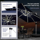 PURPLE LEAF 10 Feet Double Top Deluxe Solar Powered LED Square Patio Umbrella Offset Hanging Umbrella Outdoor Market Umbrella Garden Umbrella, Navy Blue by GreenHaven Gardens
