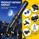 Telescope, 90mm Aperture 800mm-Telescope for Adults & Kids, Professional Refractor Telescopes for Adults High Powered, Beginner-Friendly, Phone Adapter & Stable Stainless Tripod, Portable Carry Bag by TinyTreasures Baby Boutique