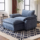 Karl home Oversized Accent Chair Chenille Sofa with Chaise, Modern Sofa Chair with Removable Ottoman Modular 1-Seater Couch and 2-Layer Ottoman for Living Room, Apartment, Studio, Dusty-Blue by CozyNest Decor