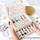 Earrings Jewelry Box for Girls, 5 Layers Jewelry Organizer with Earring Holder Organizer for Girls Earring Organizer Jewelry Boxes for Women Earrings and Necklaces Jewelry Box Organizer Beige by TinyTreasures Baby Boutique
