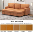 EBELLO Convertible Sleeper Sofa 3 in 1, Faux Leather Modern L-Shaped Couches for Living Room, Pull Out Sectional Futon Sofa Bed with Storage Space, USB Ports and Cup Holders for Bedroom, Brown by CozyNest Decor