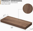 Fun Memories Floating Shelves - 16 Inch Wall Shelf for Decor & Storage - Wall Mounted Display Shelving with Invisible Heavy-Duty Metal Bracket 2Pack, Walnut by CozyNest Decor