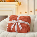 Snuggle Sac Orange Waffle Throw Blanket for Couch Bed Sofa 50x60 inches, Reversible Blanket Microfiber Fluffy Fuzzy Cozy Knit Soft Throws for Women Mothers Birthday Gifts by CozyNest Decor