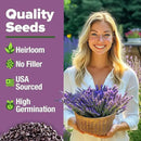 HOME GROWN 𝗨𝗦𝗔 𝗣𝗥𝗘𝗠𝗜𝗨𝗠 English Lavender Seeds 1,500+ 𝗡𝗢𝗡-𝗚𝗠𝗢 Wildflower Seed for Planting Indoor/Outdoor, High Germination, Plant Flower Seeds (Lavandula antustifolia) by GreenHaven Gardens