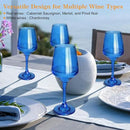 Blue Wine Glasses Set of 6-14oz Blue Long Stem Wine Glass, Pretty Crystal Glassware, Hand Blown Goblets Drinkware, Unique Stemware Wine Glass Holiday Gift Set by CozyNest Decor