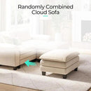 LINSY HOME Sectional Sleeper Sofa - 90'' Modular Cloud Couch Oversized Corduroy Sofa Bed with Movable Ottoman Soft Modern Comfy Couch Set for Living Room Apartment Office, Beige by CozyNest Decor