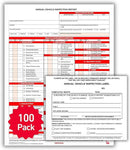 100 Pack 3-Ply Carbonless Annual Vehicle Inspection Report Forms with FMCSA 2-Ply Mylar Laminate Adhesive Vinyl Labels, DOT Inspection Forms and Stickers, Shrink-Wrapped, 8.5" x 11.75" - Made in USA by GreenHaven Gardens