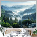 AMM Nature Forest Mountain Tapestry Green Misty Pine Tree Tapestry for Bedroom Aesthetic Foggy Woodlands Sky Landscape Tapestries Wall Hanging for Living Room Dorm 60 x 44 Inch by CozyNest Decor