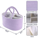 Baby Diaper Caddy Organizer Cotton Rope Nursery Storage Bin Basket Portable Holder Tote Bag for Changing Table Car Travel Baby Shower Gifts Newborn Essentials Registry Must Have Purple or Lavender by TinyTreasures Baby Boutique