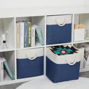 Bidtakay Storage Baskets Large Cube Storage Bins Fabric Baskets for Organizing Shelves 13x13 Navy Blue Square Storage Bins Large Set of 3 Linen Closet Organizers for Cabinet Home by TinyTreasures Baby Boutique