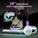 ZIFFY 3-Wheel Light-Up Kids Scooter, Kids Balance Scooter for Boys Girls with 20 Dynamic LED Lights, 4 Adjustable Height, Lean-to-Steer Design with Anti-Slip Wide Surface for Stability - Up to 110LBS by TinyTreasures Baby Boutique