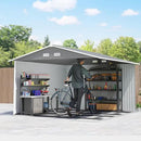 Outsunny 11' x 9' Outdoor Storage Shed, Garden Tool Metal Shed with Foundation Kit, Double Lockable Door, Air Vents and Sloping Roof, for Backyard, Patio, Lawn, Gray by GreenHaven Gardens