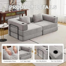 78" W Loveseat Sofa, 4 in 1 Convertible Floor Sofa Bed, Boneless Cloud Couch with Cup Holder, Fold Out Floor Couch, Loveseat Recliner Sleeper for Living Room Bedroom Lounge(Corduroy, White) by CozyNest Decor