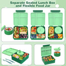 Bento Lunch Box with 8oz Soup Thermo, Kids Leakproof Lunch Food Containers with 4 Compartment, Kids Thermo Insulated Hot Food Jar for School, Trvael-Green by TinyTreasures Baby Boutique