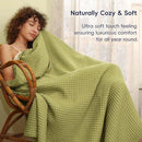 PHF Ultra Soft Waffle Weave Blanket King Size 104"x 90"- Washed Lightweight Breathable Cozy Woven Blanket for Bed - Aesthetic Decor for Couch Bedding Sofa Home Car - Olive Green by CozyNest Decor