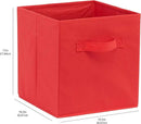 Amazon Basics Cube Organizer Storage Bins Handles, Collapsible Fabric, Pack of 6, 10.5"x10.5"x11", Red by CozyNest Decor