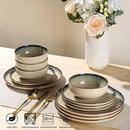 GBHOME Ceramic Dinnerware Sets for 4, 12 Pieces Stoneware Plates and Bowls Sets, Scratch Resistant Dishes, Dishwasher & Microwave Safe, Reactive Glaze-Gravel by CozyNest Decor